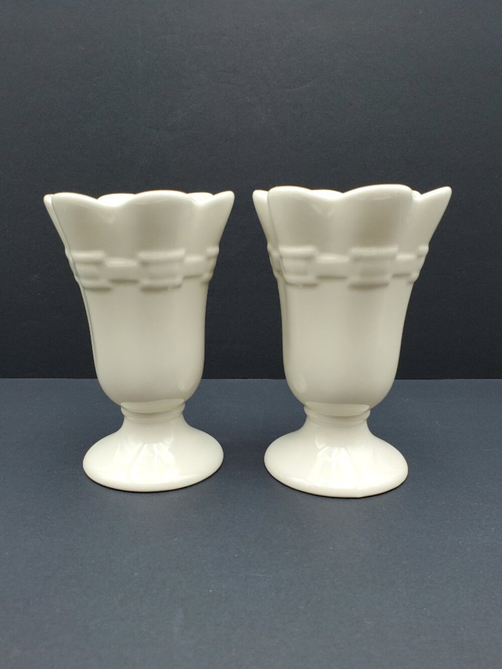 Longaberger Woven Traditions Ivory Sundae Dishes Footed Ice Cream Bowls